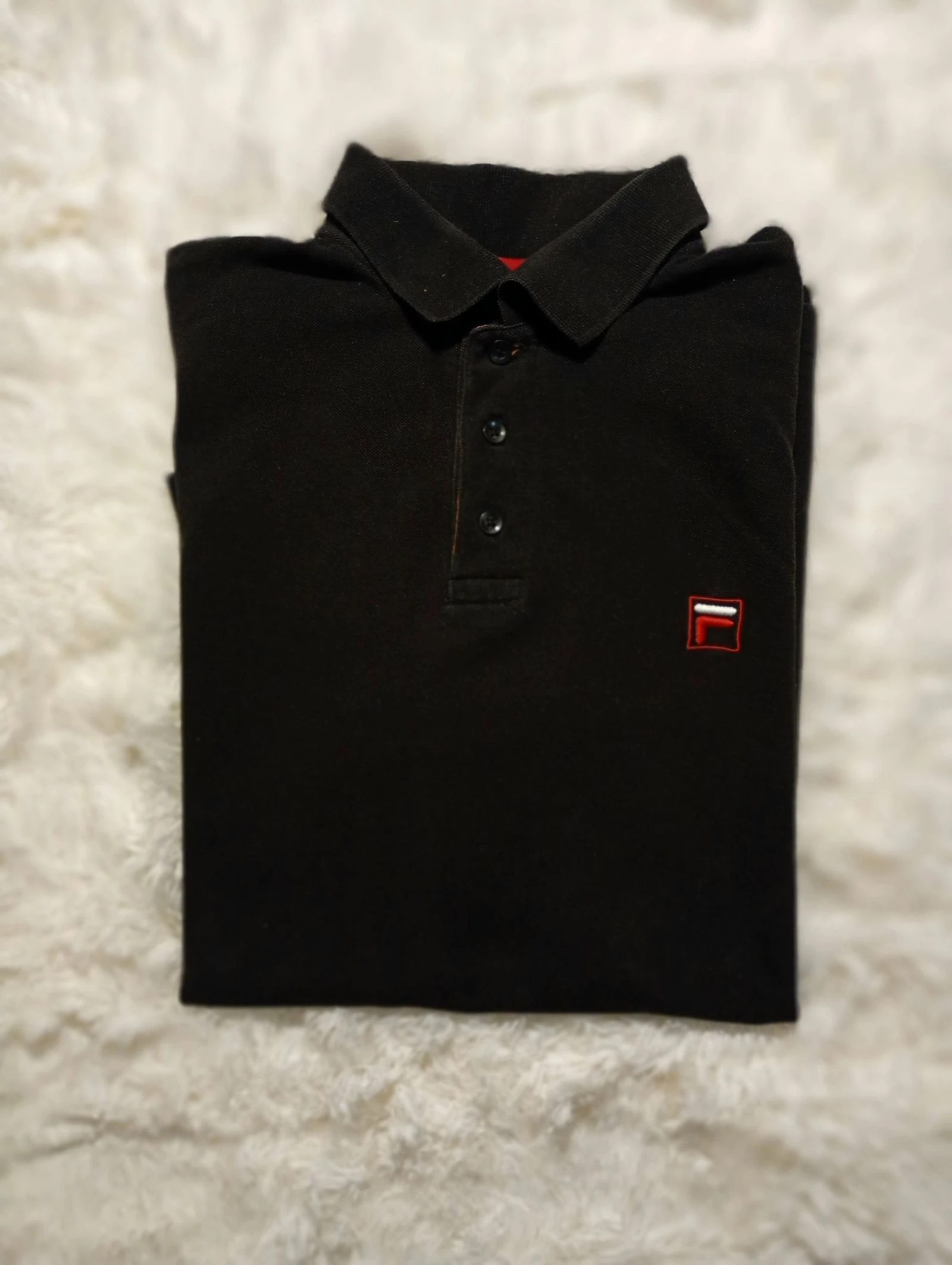 Y2K FILA Camiseta Polo Preta | Roupa Esportiva Retro Vintage Tamanho G – photo 8